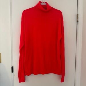 Obermeyer Mens Red Acrylic Turtleneck Long Sleeve Shirt Top Size XL Made in USA